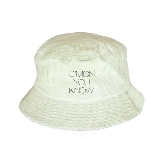 C'MON YOU KNOW Embroidered Bucket Hat White